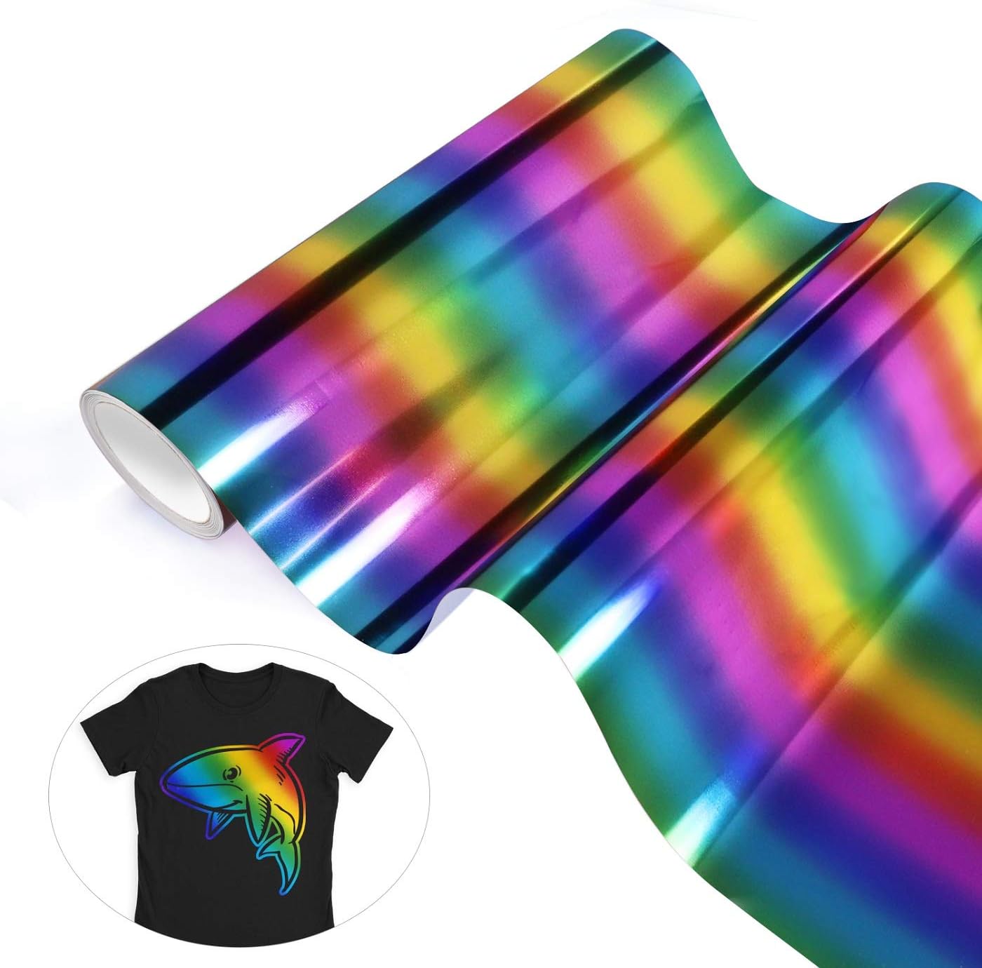 Metallic Heat Transfer Vinyl HTV 12"x20" Rainbow Chrome