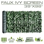 ColourTree Artificial Hedges Faux Ivy Leaves Fence Privacy Screen Panels  Decorative Trellis - 39" x 98" - Mesh Backing - 3 Years Full Warranty