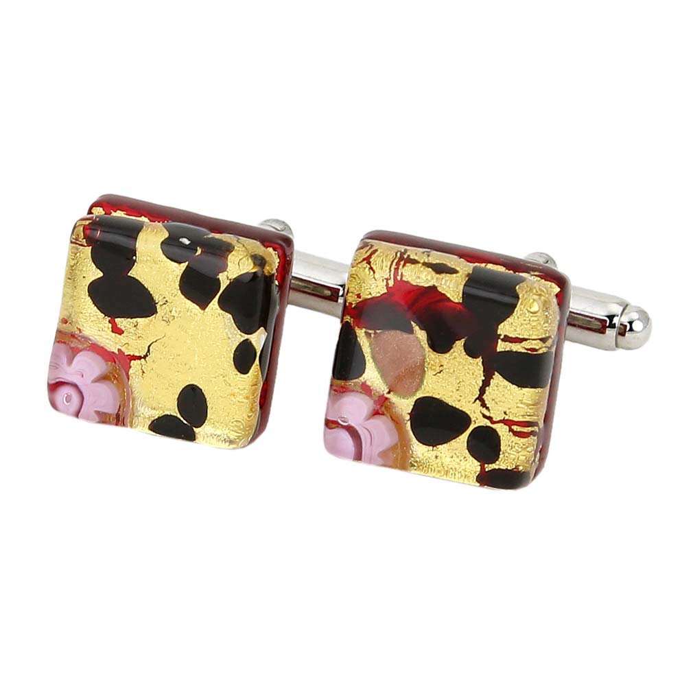 Glass Of Venice Murano Glass Venetian Classic Square Cufflinks - Gold Millefiori