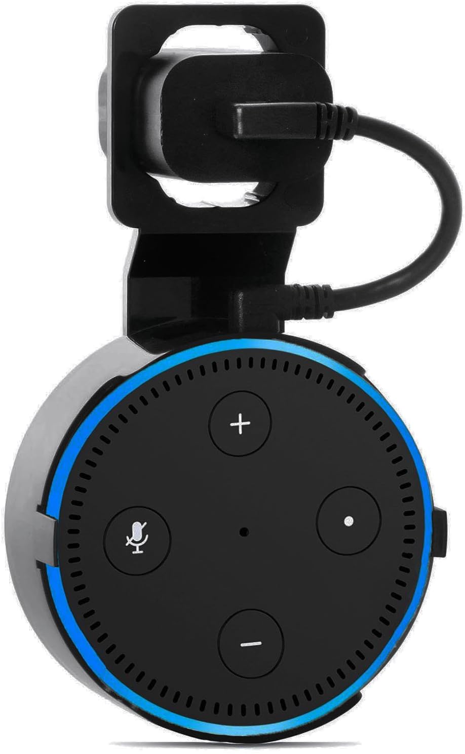 WALI Outlet Speaker Wall Mount for Echo Dot 2nd Generation, Hanger Holder Case Bracket for Home Voice Assistants, Space Saving Accessories Without Messy Wires or Screws (AMM001-B), Black