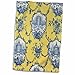 3D Rose Garden French Yellow and Blue. Popular Toile Print Hand Towel, 15