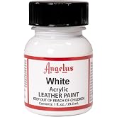 Angelus Acrylic Leather Paint, 1 Fl Oz, White - Professional Flexible, Crack, Scratch, Peel Resistant Leather Paint for Shoes, Sneakers, and Other Leather Projects