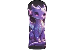 Black Cartoon Purple Dragon Golf Club Head Cover Set Headcover with Interchangeable No. Tags for Driver, Woods and Hybrid