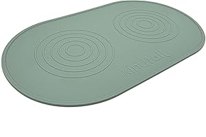 KindTail Dog & Cat Food Mat - Waterproof, Food-Grade Silicone Pet Placemat for Feeding & Water Bowls - Raised Edges Protect Floors - Non-Slip Grip - Dishwasher Safe - 19 x 11 Inches, Light Green