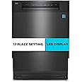 BLACK+DECKER 24" Built-In Dishwasher, 12-Place Setting Capacity with Stainless Steel Tub, Dish Washer with 5 Wash Programs and Smart Wash Cycle, Low Noise, ENERGY STAR Certified, BDW100MB, Black