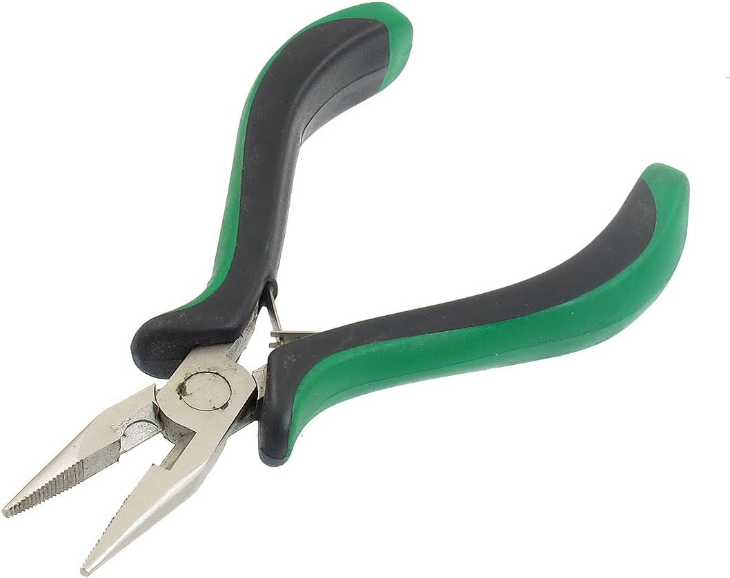 Uxcell Plastic Handle Coated Needle Nose Plier Cutter, Green/Black