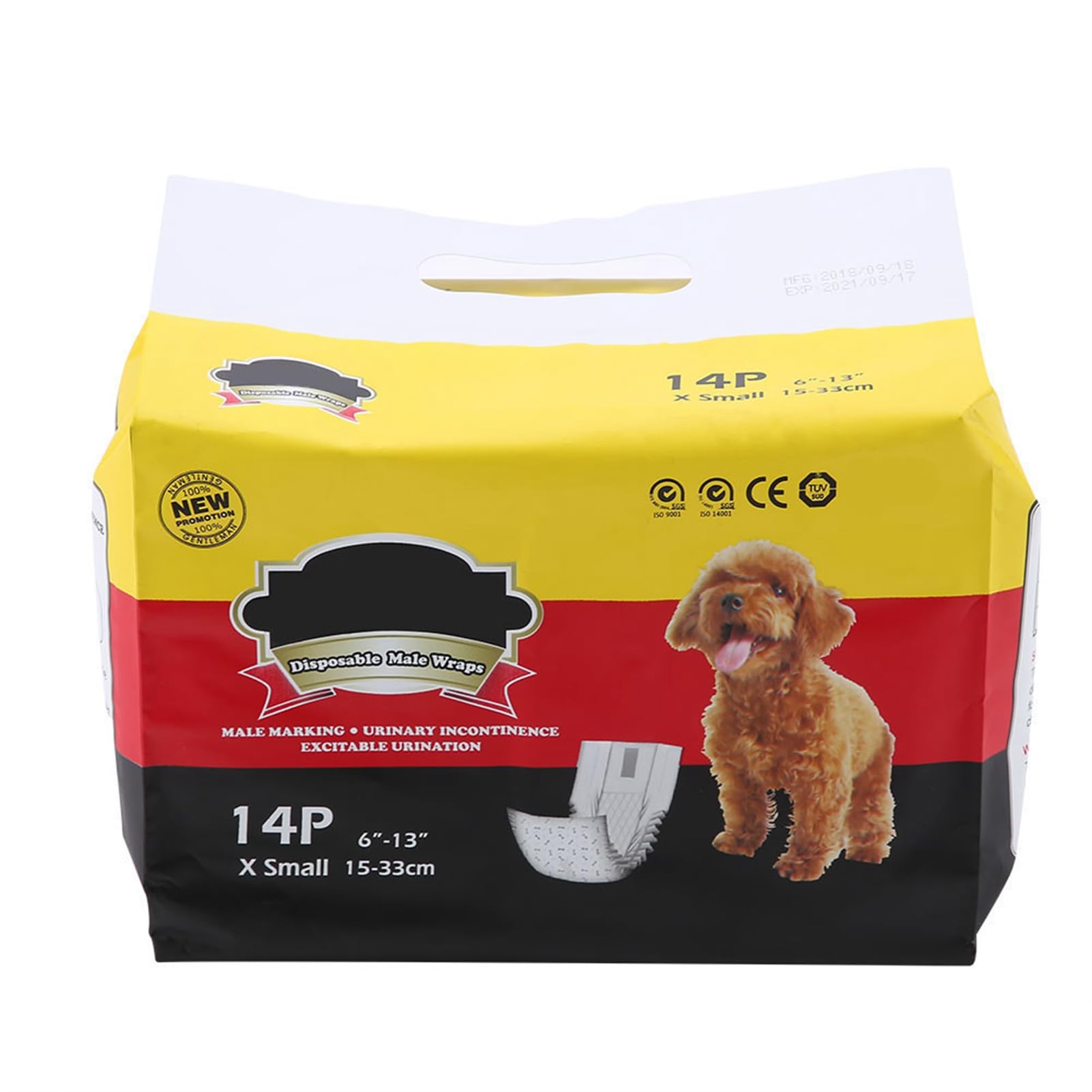 Male Dog Nappies Disposable Male Dog Wrap Absorbent Soft Pet Dog Diapers Puppy Belly Wraps Diaper Nappy Sanitary Physiological Pants (XS)