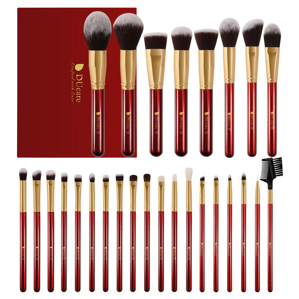 DUcare Makeup Brushes 27Pcs Professional Makeup Brush Set Premium Synthetic Goat Pony Hair Kabuki Foundation Blending Brush Face Powder Blush Concealers Eye Shadows Make Up Brushes Kit: Beauty