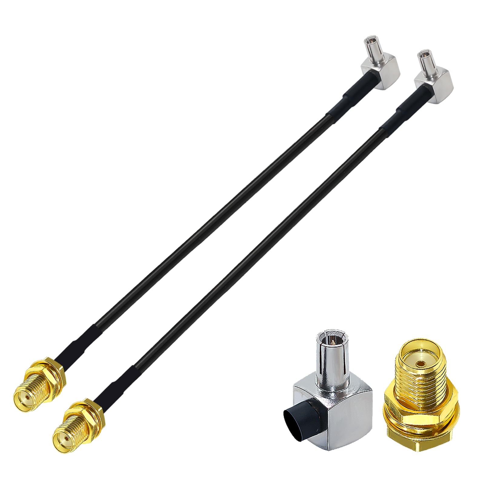 TUOLNK SMA to TS9 RG174 Cable Female Male Right Angle Cable, Adapter Antenna Extension Coaxial 6inch/15cm 2pcs for 2G 3G 4G LTE UMTS, Black