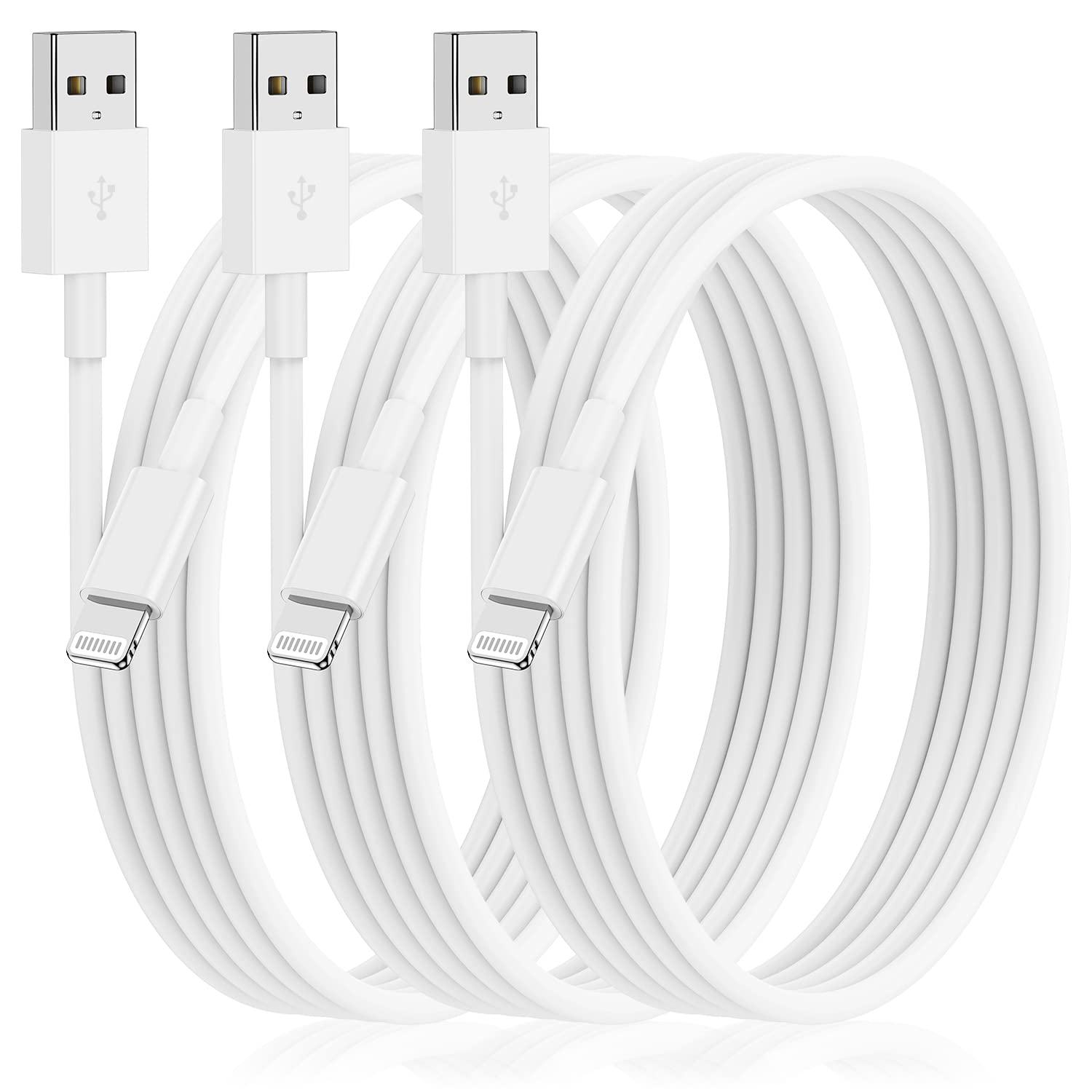 Photo 1 of 3Pack [Apple MFi Certified] Long iPhone Charging Cable 10ft-Apple Lightning to USB Cable Wire - 10 Foot iPhone USB Charger Cords for iPhone 14 13 12Pro/Pro Max XR X 8 7 6 5 Plus SE
