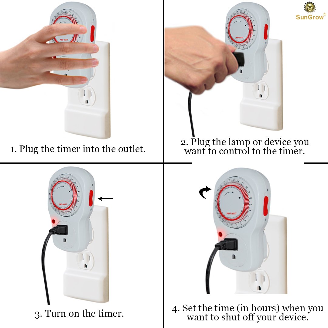 24 Hour Timer for Aquarium Lights by SunGrow: Heavy duty mechanical timer switch: Easy to program with 15 minute Increments: Safe grounded 3 prong outlet: Use for household appliances