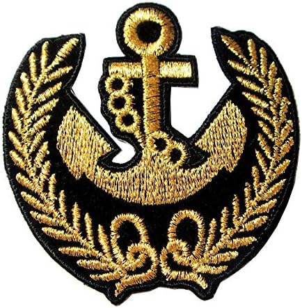 Beautiful Golden Anchor &amp; Laurel Wreath Bags Jackets Jeans Shirts Embroidered Iron on Patch Free Shipping