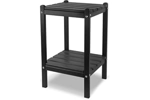 realife Outdoor Adirondack Side Table, Rectangular End Table for Patio, Garden, Porch, Pool and Indoor, Black