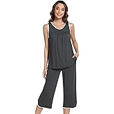 NACHILA Women's Pajamas-Viscose Made from Bamboo, Tank Top Capri Pants Pajama Set Soft Sleeveless Sleepwear Cool Pjs Sets