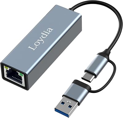 Loydia USB C to Ethernet Adapter 1000Mbps USB 3.0 RJ45 LAN