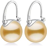 HUGE TOMATO 925 Sterling Silver Simulated Shell Pearl Earrings for Women Trendy, Big Pearl Drop Earrings Leverback Stud,Large Pearl Hoop Dangle Hypoallergenic Jewelry 14mm