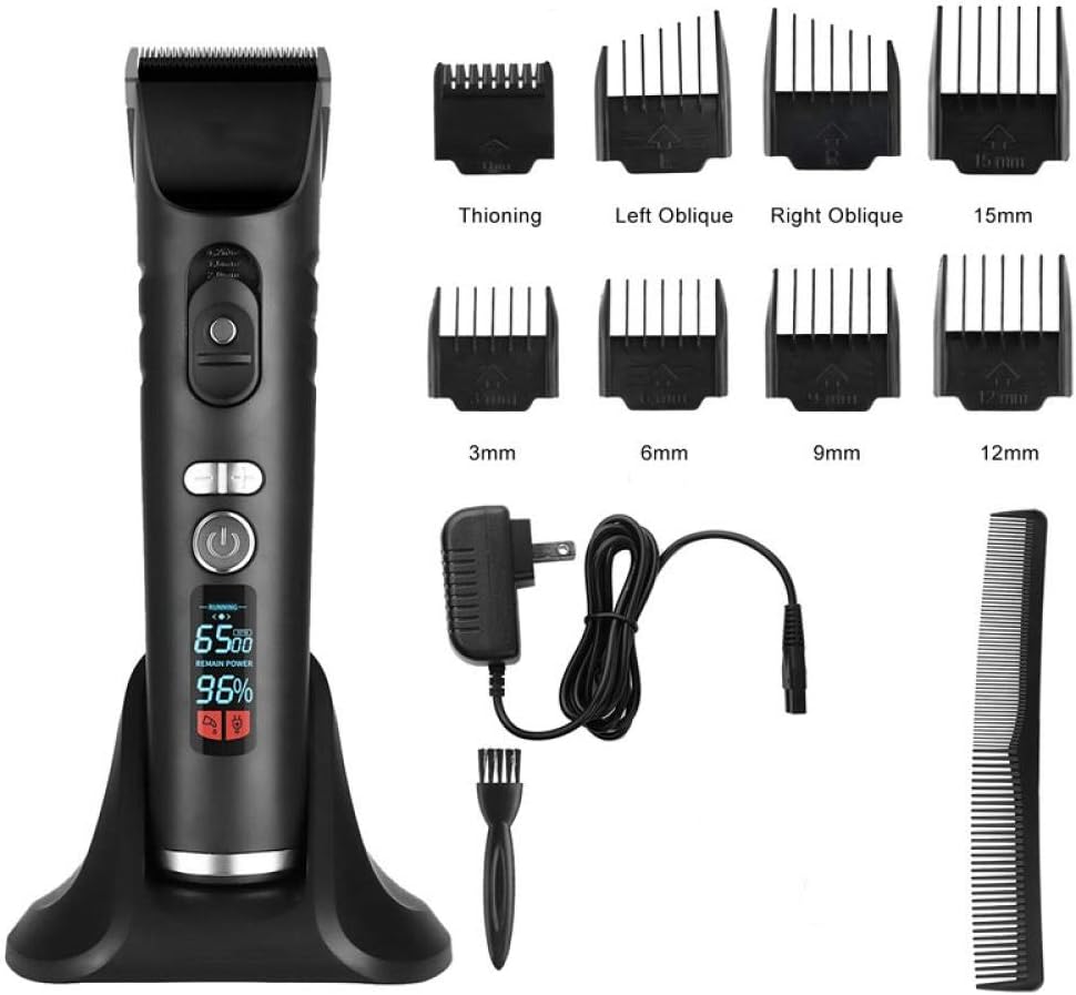 Hair Trimmer Clipper,Rechargeable Hair Trimmer for Men Cordless Electric Clippers Hair Cutting Kit with 8 Guide Combs Including Charging Dock