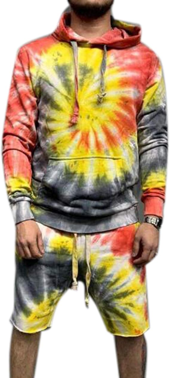 Mens TieDye Tracksuit Set Sports Jogging Bottoms Tracksuit Suits Sets