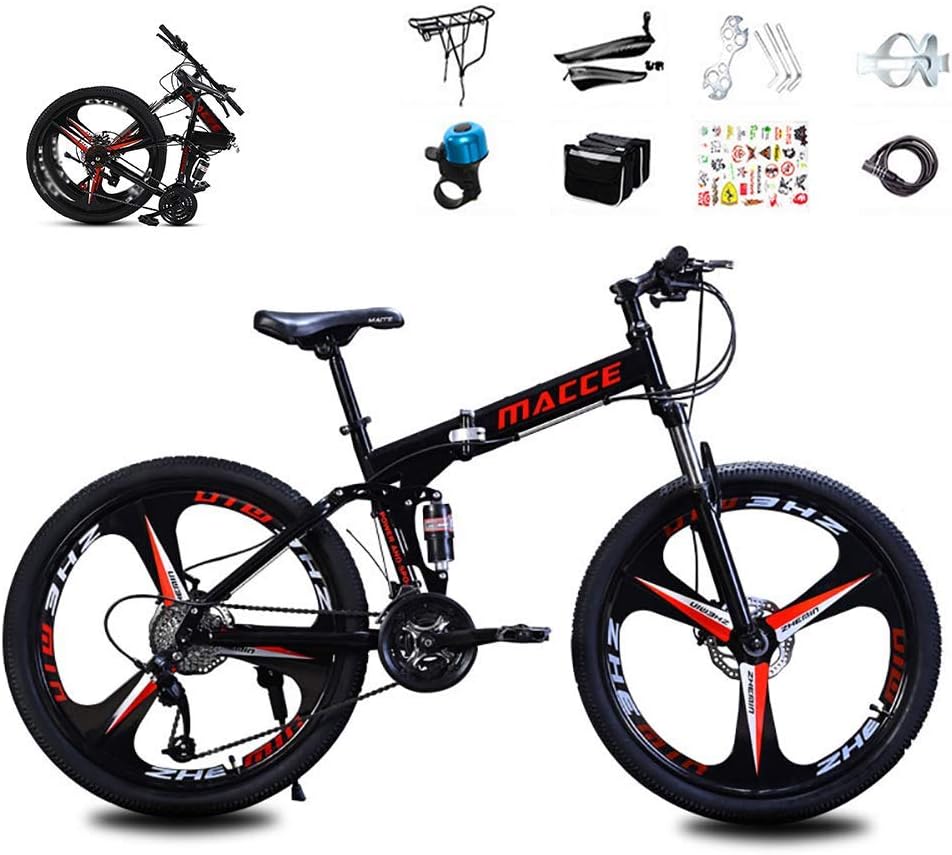 XHCP Mountain Bike, Full Suspension Road Bikes with Disc Brakes, Speed Bicycle Full Suspension MTB Bikes for Men/Women