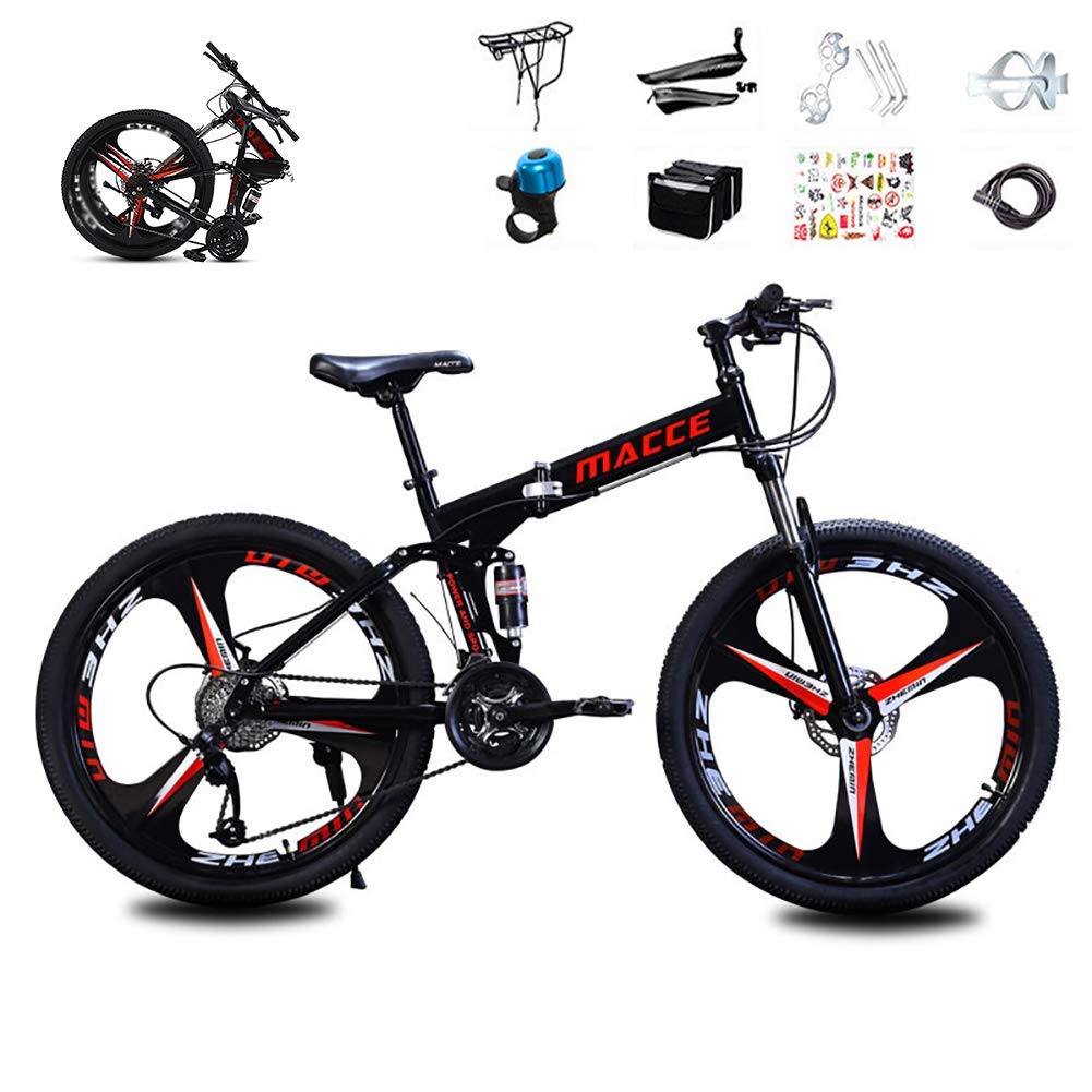 XHCP Mountain Bike, Full Suspension Road Bikes with Disc Brakes, Speed Bicycle Full Suspension MTB Bikes for Men/Women
