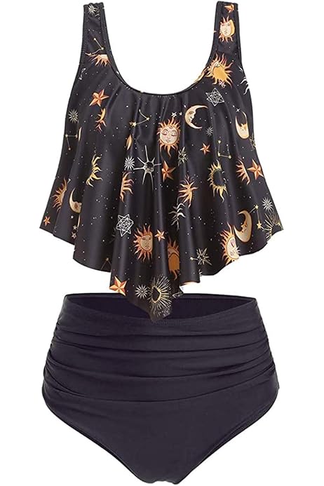 sun star moon lattice underwire tankini swimsuit