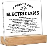 Electrician Gifts for Men Women, Graduation Gifts for Electrician, Electrician Prayer Clear Desk Decorative Sign Home Office Living Room Acrylic Decor