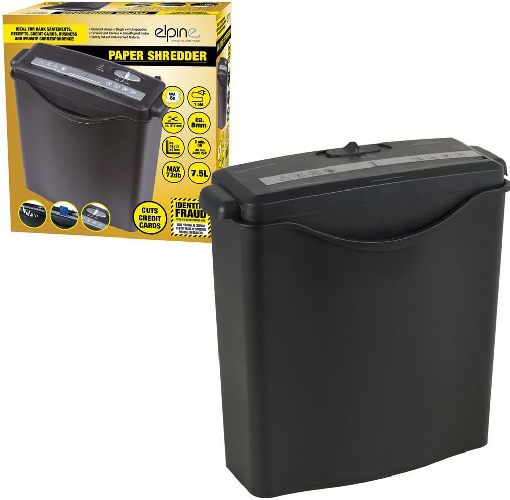 A4 Paper Electric Shredder Strip Cut Shredding Card Document Bin Credit Cards