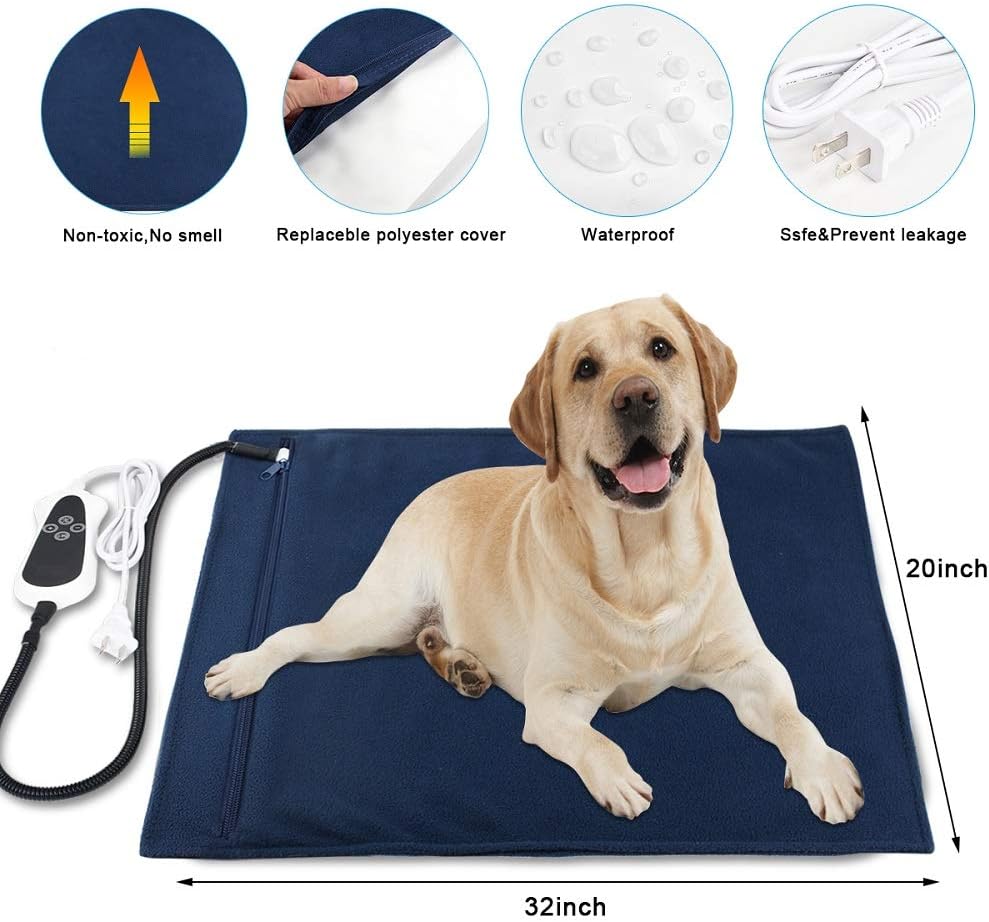 RIOGOO Pet Heating Pad, Electric Heating Pad for Dogs and Cats Indoor Warming Mat with Auto Power Off (X-Large: 32" x 20") : Pet Supplies