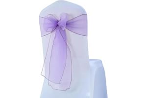 WENSINL Set of 100 Organza Lilac Chair Sashes Bows 7x108 inches Sheer Light Purple Chair Sash Ties for Wedding Party Birthday Banquet Restaurant Christmas Events Decoration (Lilac)