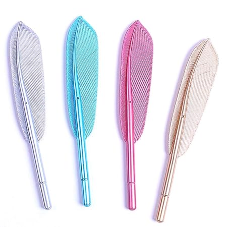 Xinlie 4 Stück Feder Gel Tinte Tintenroller Schöne Federn Persönliches Briefpapier Kreative Büro Gelfeder Tinte Stifte für Mä