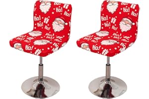 FUANGUI Bar Stool Covers Set of 2, Stretch Bar Stool Chair Cover Slipcovers, Floral Print Counter Stool Bar Chair Covers for Kitchen Pub Dining Room (Christmas Red)