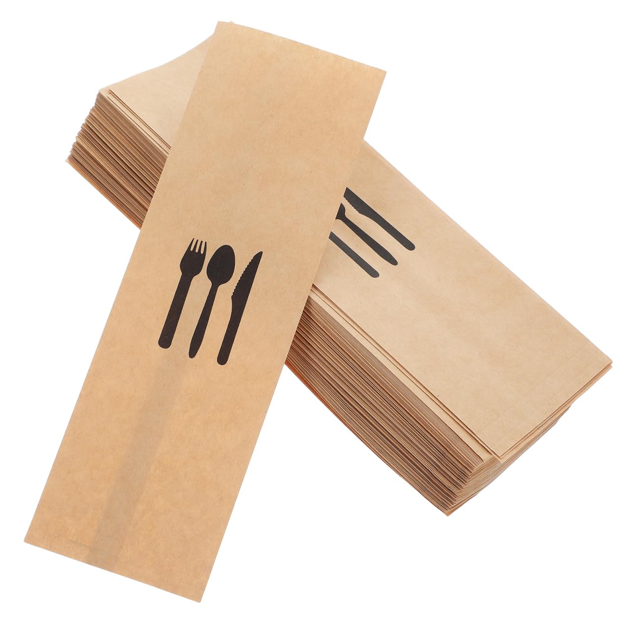 Cabilock 200 Pack Kraft Paper Silverware Bags, Disposable Cutlery Holder Pockets for Wedding, Party, Banquet Table Decor - Eco-Friendly Tableware Sleeves for Fork, Knife, Spoon