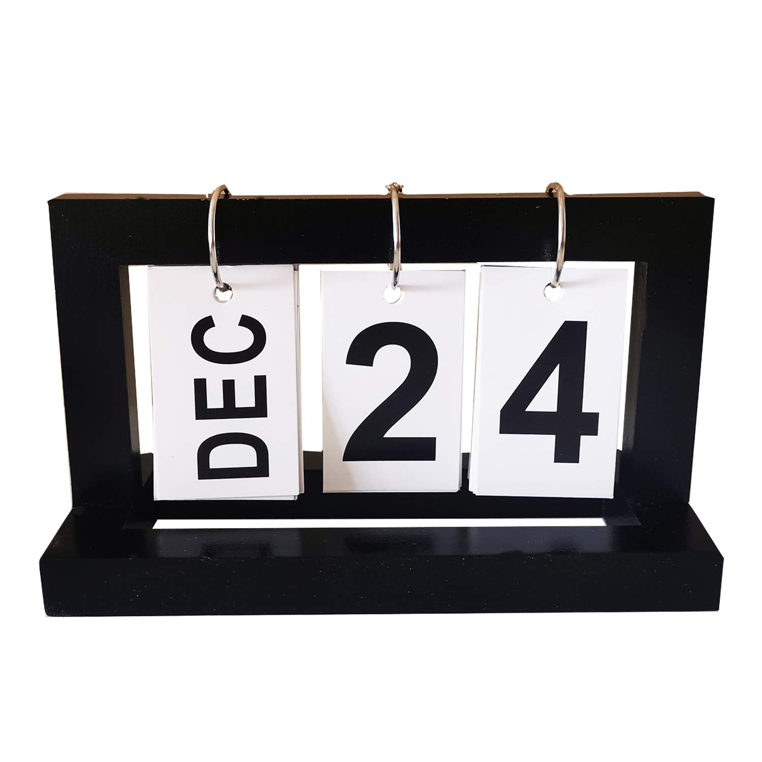 Photo 1 of wudor Perpetual Desk Calendar Desk Office Decor Creative Reusable Flip Chart Perpetual Calendar, Vintage Retro Style For Home And Office Decor(Black)