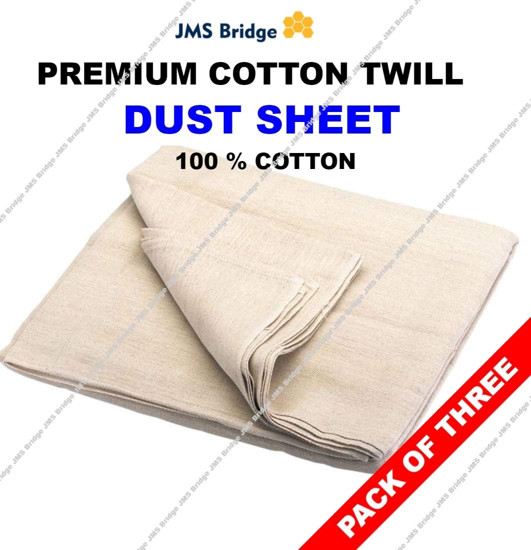 JMS Bridge 5 X Professional Quality 3.2M x 2.5M Approx 100% Cotton Twill Heavy Duty DUST Sheets for Decorating (5xCT108)