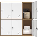 MECOLOR 6 Door Metal Office Storage Locker Cabinet, Gym School and Home Locker,Metal Locker Storage for Employee Staff or Workers(Browm and White)