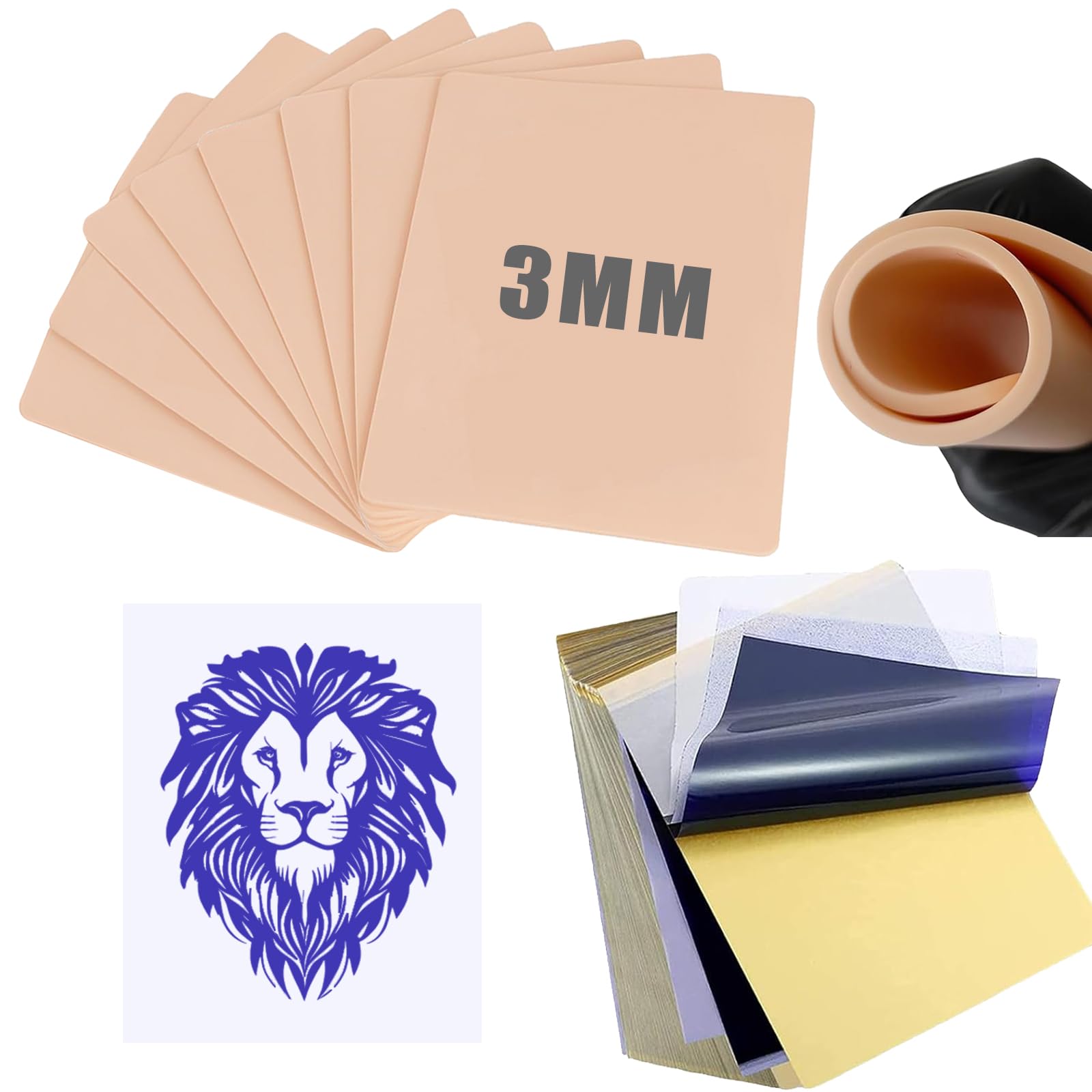LEAYOKA 28Pcs Fake Skin Tattoo with Transfer Paper and 8Pcs Tattoo Practice Skins