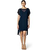 Adrianna Papell Womens Chiffon Overlay Draped Dress