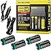 4 Pack EdisonBright EBR65 rechargeable CR123A type 16340 RCR123A 3.7v protected li-ion 650mAh batteries with Nitecore i4 home/car battery charger bundle