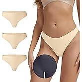 Leovqn Seamless Camel Toe Thongs for Women No Show Thong Panty Liners Invisible Breathable Camel Toe Concealer Underwear