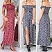 Koobea Women Dresses Evening for Long Summer and Split Floral Dresses from Red Large