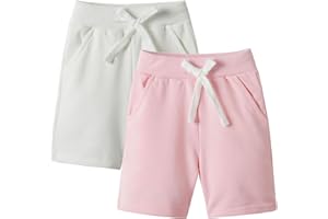 LittleSpring 1 or 2 Pack Boys Sweat Shorts with Drawstring Cotton Athletic Shorts