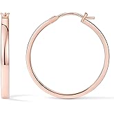 Gacimy Flatted Hoop Earrings for Women 14K Gold Plated with 925 Sterling Silver Post