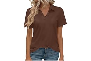 Women's Golf Shirts Short Sleeve Polos Collared Tennis T Shirt Dressy Casual V Neck Business Tunic Top Summer Tshirt