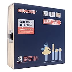 KOWOOD Router Bits Set of 15 Pieces 1/2 Inch