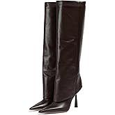 Vertundy Women's Fold Over Boots - Pointed Toe Stiletto Heel Slip On Knee High Boot Fashion Sexy Dress Boot