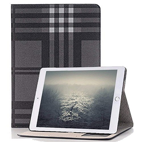 iPad Pro 12.9 Folio Stand Cover PU Leather Case,Luxury Book Style Flip Smart Case Protective Hard Back Shell Bumper Slim Fit for Apple iPad Pro 12.9 inch 2015/2017 Tablet by elecfan,Grey