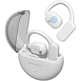 ROPASOMIC Open Ear Headphones Wireless Earbuds with Earhooks, 40Hrs Playtime Bluetooth 5.3 Touch Control Sport Headsets IPX6 Sweatproof Earphones for Running Cycling Workout (White)