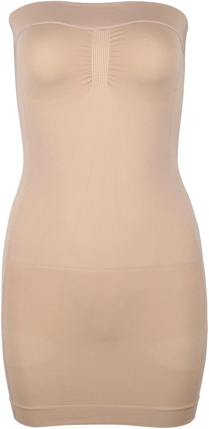 dPois Damen Unterkleid Ärmellos Minikleid Figurformende Miederkleid