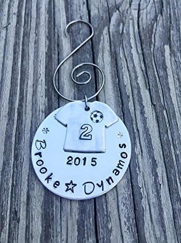 Personalized Sports Ornament, Hand Stamped Player and Team Ornament, Small 1.5 inch Disk