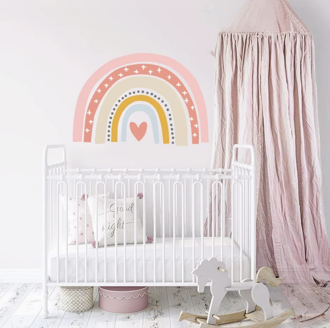 Pink Rainbow Wall Decal Sticker for Kids Room, Playroom Decor, Boho Decor, Bohemian Decor, Classroom Decor, and Boho Decoration.